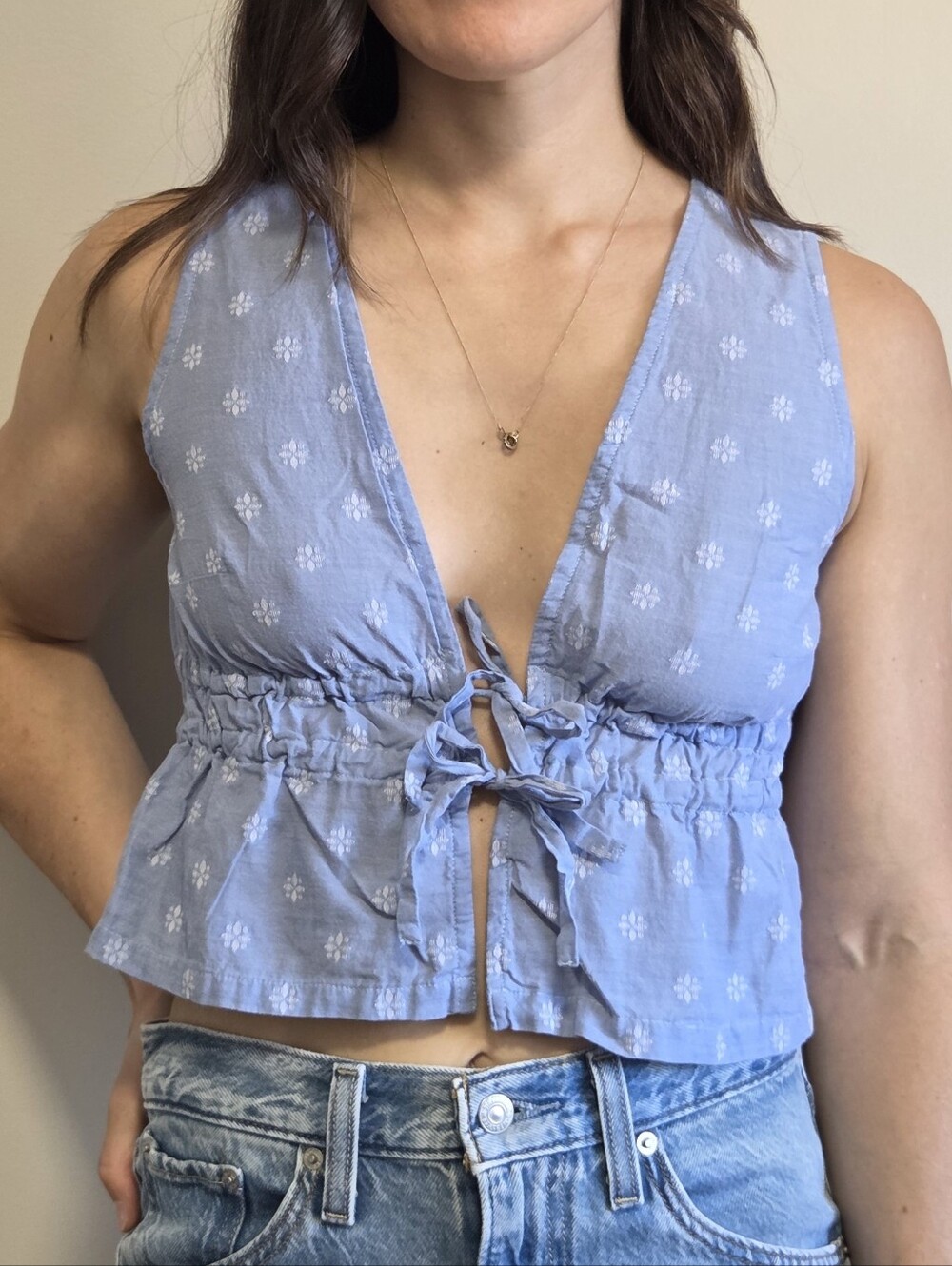 Handmade Cotton Tie-front Top